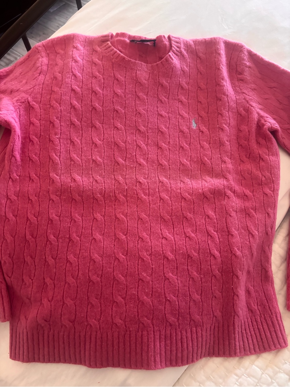 Ralph Lauren Pink Cable Knit Sweater, wool, XL